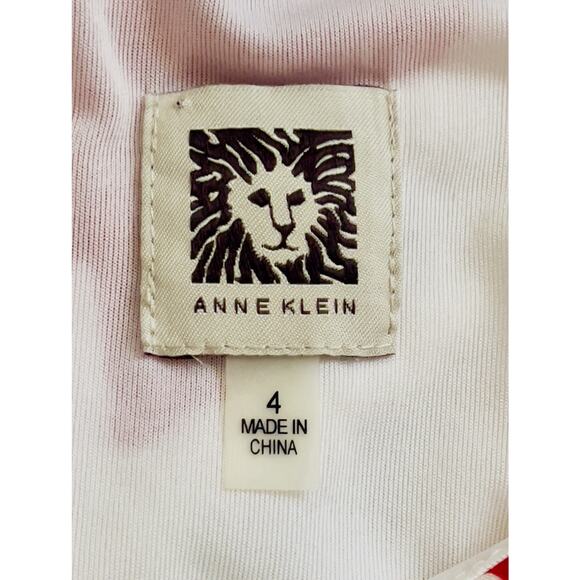 Anne Klein Sleeveless Dress White Red Poppy Floral Keyhole Back Midi Size 4 - Picture 9 of 13